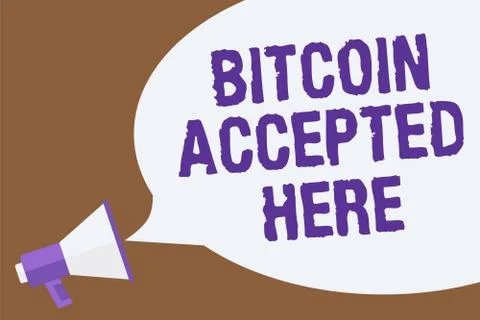 Text sign showing Bitcoin Accepted Here. Conceptual photo you can purchase th Illustrazione stock