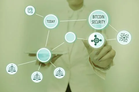 Text sign showing Bitcoin Security. Business overview funds are locked in a Photos