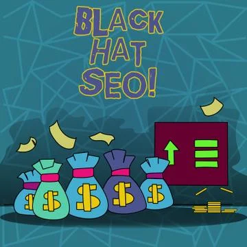 Text sign showing Black Hat Seo. Conceptual photo Search Engine Optimization Stock Illustration