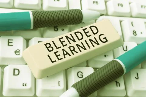 Text sign showing Blended Learning. Business idea frequency at which showing see Stock-Fotos
