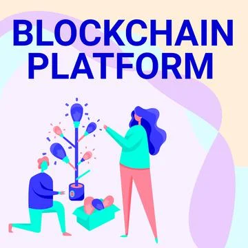 Text sign showing Blockchain Platform. Word for Cryptocurrency digital Stock Illustration