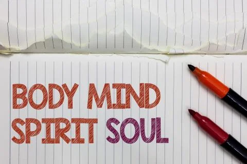 Text sign showing Body Mind Spirit Soul. Conceptual photo Personal Balance Stock Photos