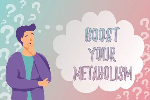 Text sign showing Boost Your Metabolism. Word Written on body process uses to Stock Illustration