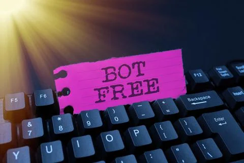 Text sign showing Bot Free. Business concept a computer program that works Stockfoto's