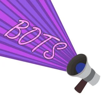 Text sign showing Bots. Conceptual photo Automated program that runs over the Illustration