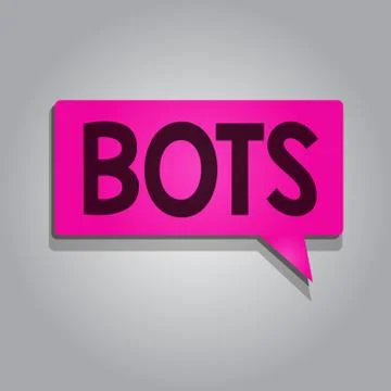 Text sign showing Bots. Conceptual photo Automated program that runs over the Ilustración de archivo