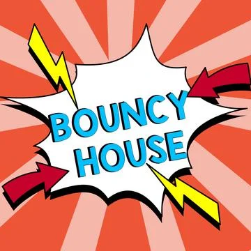 Text sign showing Bouncy House. Business idea Automated program that runs over Ilustración de archivo