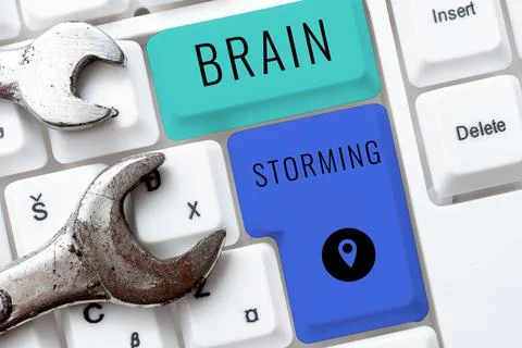 Text sign showing Brain Storming. Word Written on Stimulating creative thinking Stock Photos