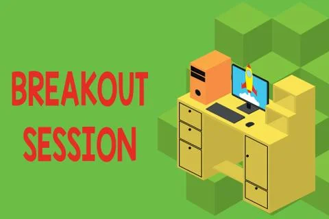 Text sign showing Breakout Session. Conceptual photo workshop discussion or Stock Illustration