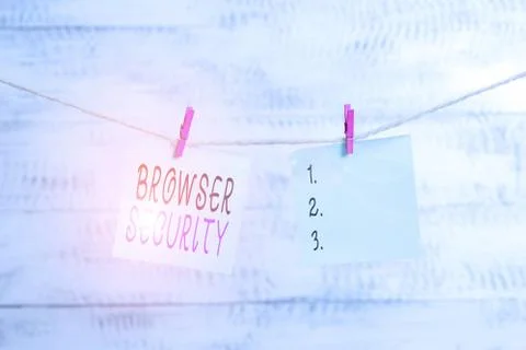 Text sign showing Browser Security. Conceptual photo security to web browsers in Foto stock