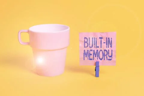 Text sign showing Built In Memory. Conceptual photo device or feature are Foto stock