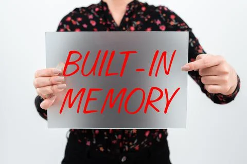 Text sign showing Built In Memory, Business showcase device or feature are in Foto stock