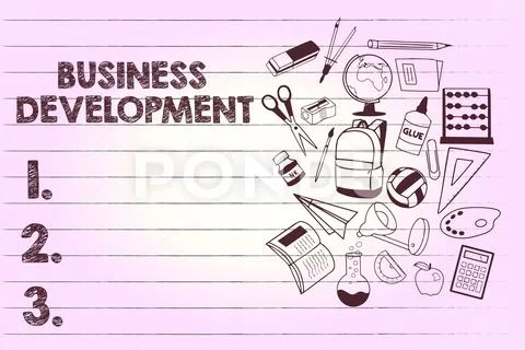 Text sign showing Business Development. Conceptual photo Implement Growth Value Stock Illustration