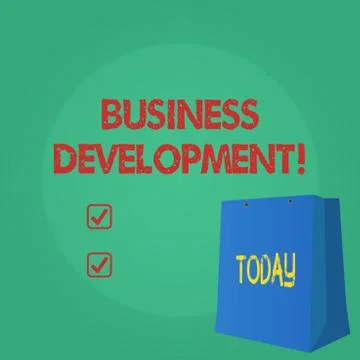 Text sign showing Business Development. Conceptual photo Develop and Implement Illustrazione stock