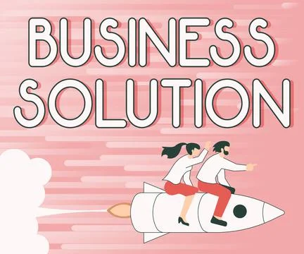 Text sign showing Business Solution. Word for Services that include strategic Stock Illustration