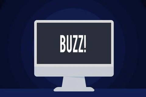 Text sign showing Buzz. Conceptual photo Hum Murmur Drone Fizz Ring Sibilation Stock Illustration