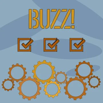 Text sign showing Buzz. Conceptual photo Hum Murmur Drone Fizz Ring Sibilation Stock Illustration