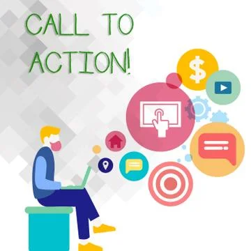 Text sign showing Call To Action. Conceptual photo most important part of online Stock Illustration