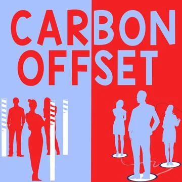 Text sign showing Carbon Offset. Word Written on Reduction in emissions of Stock Illustration