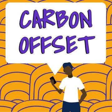 Text sign showing Carbon Offset. Business idea Reduction in emissions of carbon Stock Illustration