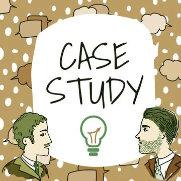 Text sign showing Case Study. Business overview A subject matter to be discussed Illustrazione stock