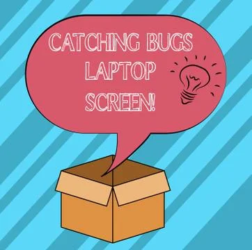 Text sign showing Catching Bugs Laptop Screen. Conceptual photo Computer system Stock Illustration