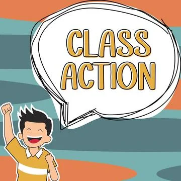 Text sign showing Class Action. Business overview lawsuit filed by small group Illustrazione stock