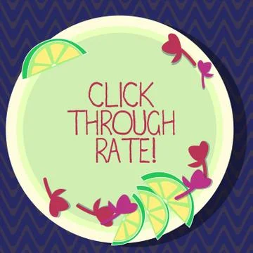 Text sign showing Click Through Rate. Conceptual photo proportion of visitors Illustrazione stock