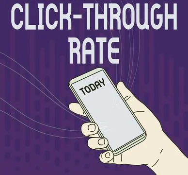 Text sign showing Click Through Rate. Word Written on proportion of visitors who 스톡 일러스트