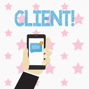 Text sign showing Client. Conceptual photo Purchaser Customer Shopper User Ilustración de archivo