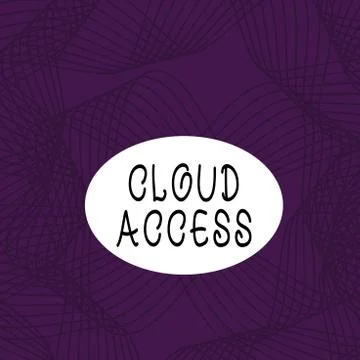 Text sign showing Cloud Access. Conceptual photo Software tool between the Illustrazione stock