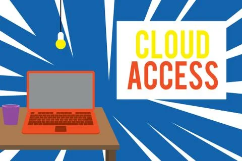 Text sign showing Cloud Access. Conceptual photo Software tool between the Ilustração Stock