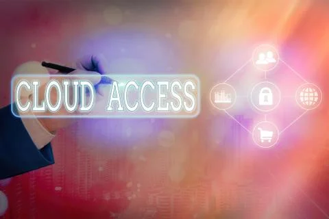 Text sign showing Cloud Access. Conceptual photo Software tool between the 스톡 사진