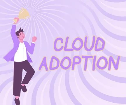 Text sign showing Cloud Adoption. Conceptual photo strategic move by Stock Illustration