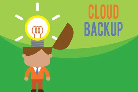 Text sign showing Cloud Backup. Conceptual photo enable customers to remotely Stock Illustration