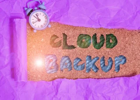 Text sign showing Cloud Backup. Conceptual photo enable customers to remotely 写真素材