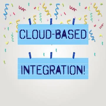 Text sign showing Cloud Based Integration. Conceptual photo tools and technol Illustrazione stock