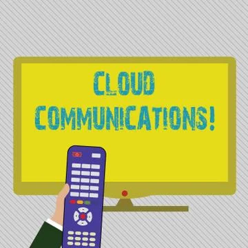 Text sign showing Cloud Communications. Conceptual photo the internetbased voice Stock Illustration