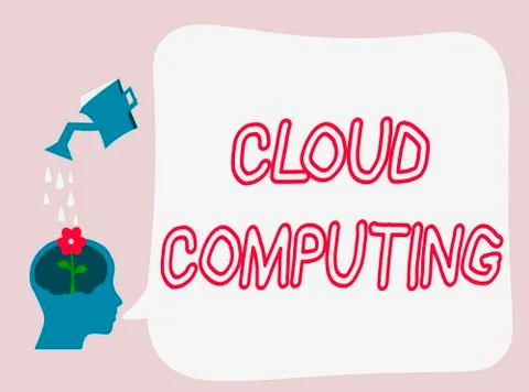Text sign showing Cloud Computing. Conceptual photo use a network of remote Illustrazione stock