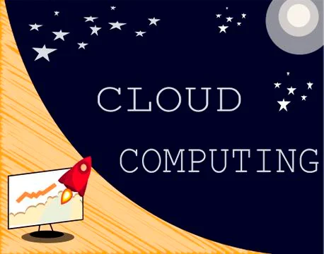 Text sign showing Cloud Computing. Conceptual photo use a network of remote Stock Illustration