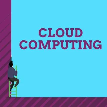 Text sign showing Cloud Computing. Conceptual photo use a network of remote Illustrazione stock