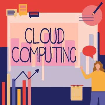 Text sign showing Cloud Computing. Word Written on use a network of remote Stock Illustration