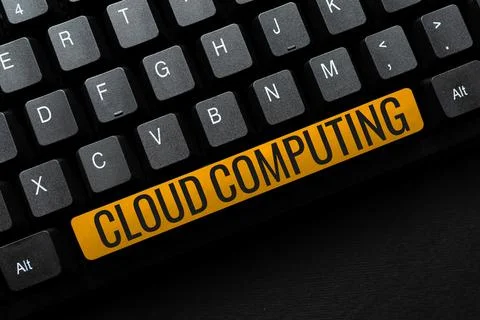 Text sign showing Cloud Computing. Conceptual photo use a network of remote Stock Photos