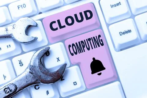 Text sign showing Cloud Computing. Word Written on use a network of remote Stock Photos