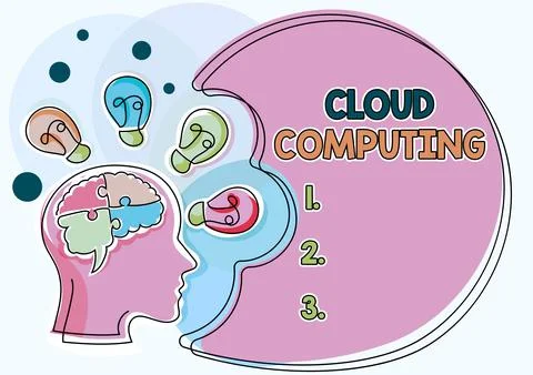Text sign showing Cloud Computinguse a network of remote servers hosted on the Illustrazione stock