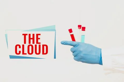 Text sign showing The Cloud. Concept meaning Programs used in Storing Accessing Stock Photos