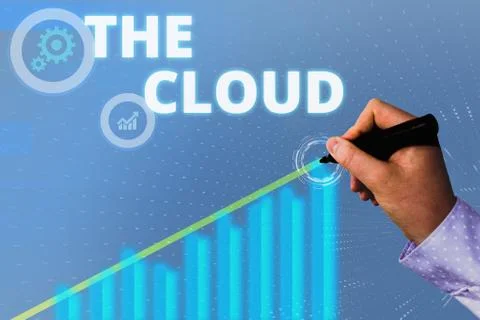Text sign showing The Cloud. Conceptual photo Programs used in Storing Accessing Stock Photos
