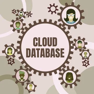 Text sign showing Cloud Database. Business idea optimized or built for a Ilustración de archivo