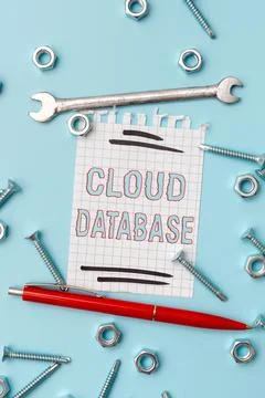 Text sign showing Cloud Database. Business showcase optimized or built for a Stock Photos