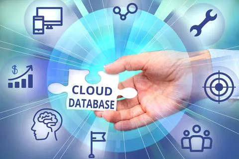 Text sign showing Cloud Database. Word Written on optimized or built for a Stock Photos